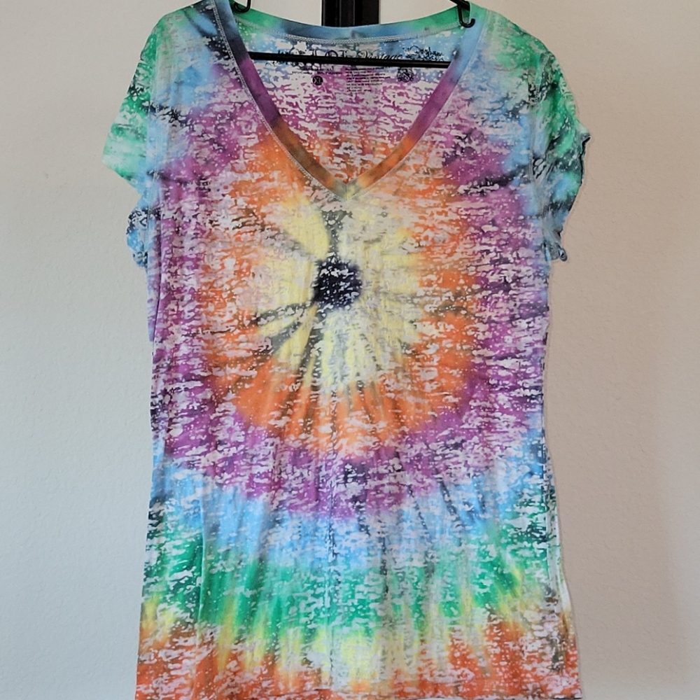 Ty dyed sheer - ish T shirt (great swim cover top)